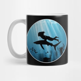 Shark Diver Girl Mug